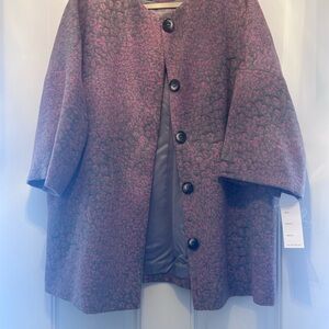 Helene Berman London Kimono Style Button front Pink/Gray Patterned Coat. Sz L